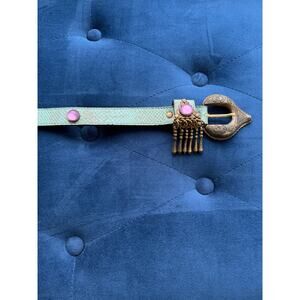 Leatherock Vintage Turquoise Leather Snakeskin Purple Stud Charm Tassel Belt S